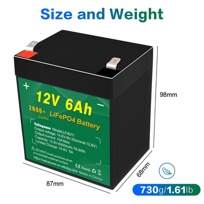 motorfiets 12.8v 12v 6ah Lifepo4 Battery Pack Fabrikanten Zonne-alarmsysteem