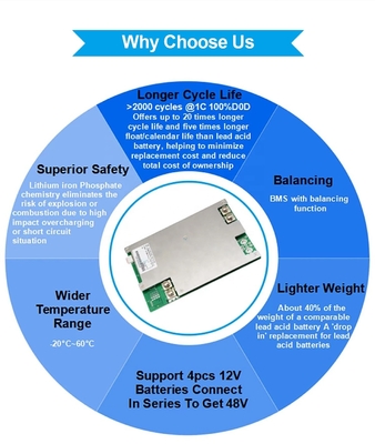 50Ah 150Ah 200Ah 300Ah 100ah 12v Lifepo4 Deep Cycle-batterij met ingebouwde Bms-zonne-energie