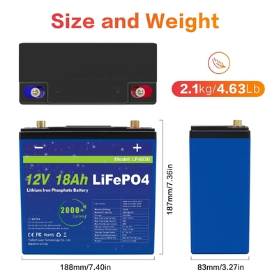 Aanzienlijke levering Fabrieksaangepaste 12v 18Ah-ontladingsstroom 9A Lifepo4-batterij met prominente capaciteit: