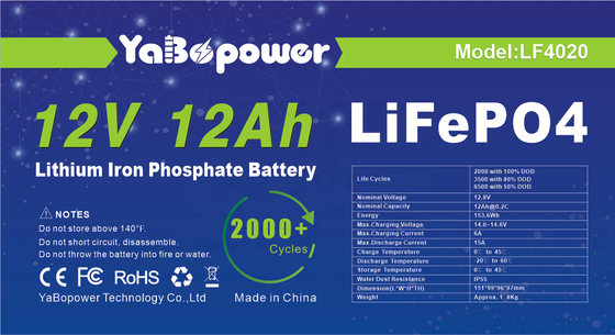 Hot Sale Factory Aangepaste 12v 12Ah-ontladingsstroom 6A Lifepo4-batterij met prominente capaciteit: