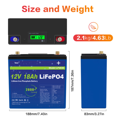 Het lichtgewicht van de de Batterij Grote Capaciteit van 12V 18Ah Lifepo4 Lange de Cyclusleven 3 Jaar Garantie