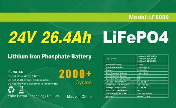 26.4Ah 24V Lifepo4-accu Marine Langere levensduur