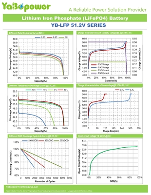 Deep Cycle 48V Lifepo4-batterij voor elektrische fiets BMS Smart 100Ah yb-LF51100
