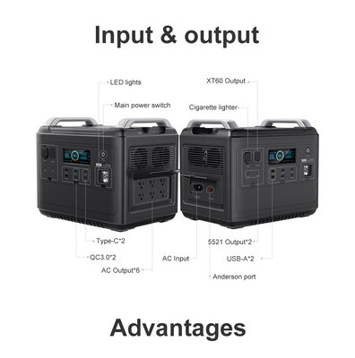 Ups Lithium draagbare krachtcentrale Lifepo4 Solar 2000W 1000 watt bidirectioneel snel