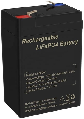 Lithium-ijzerfosfaat Deep Cycle LiFePO4-batterijlithium 6V 6Ah 6.4V voor speelgoed UPS