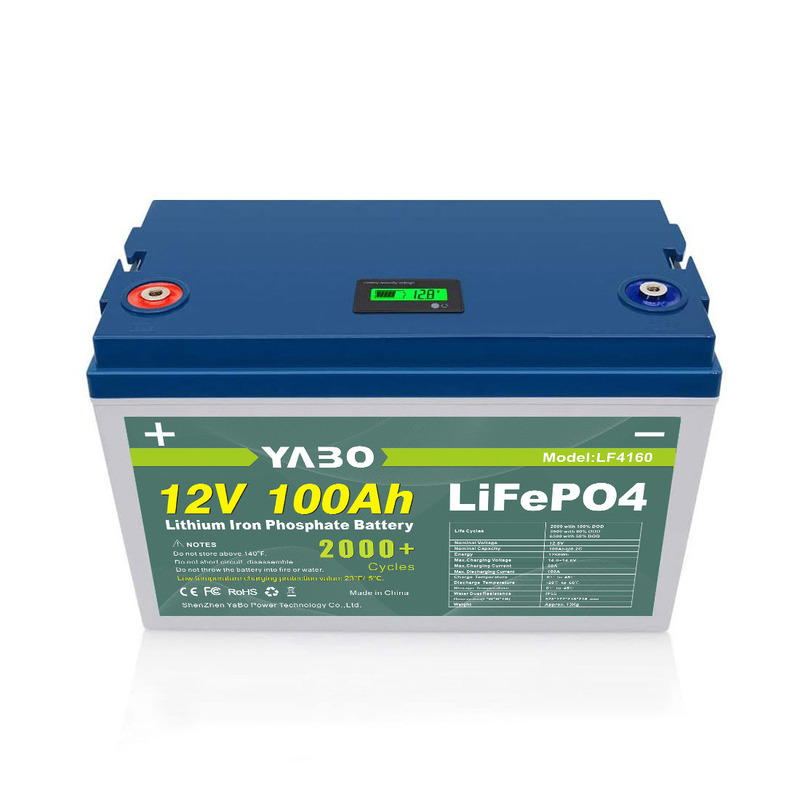 YABO Custom Made Oplaadbare Solar Boot Lithium Motorfiets Golfkar RV LiFePO4 Energie-accu 12V 100Ah